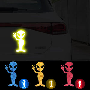 Alien Peace Reflective Fluorescent Car Sticker