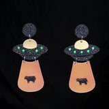 Alien Glitter Drop Earrings