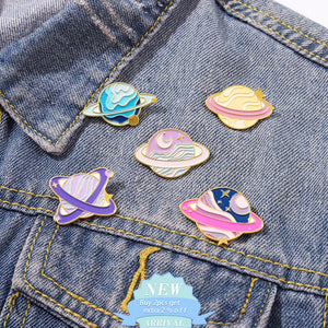 Earth Galaxy Planet Brooches